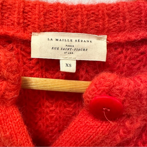 Sezane Emile Cardigan Red Alpaca XS - Picture 3 of 6